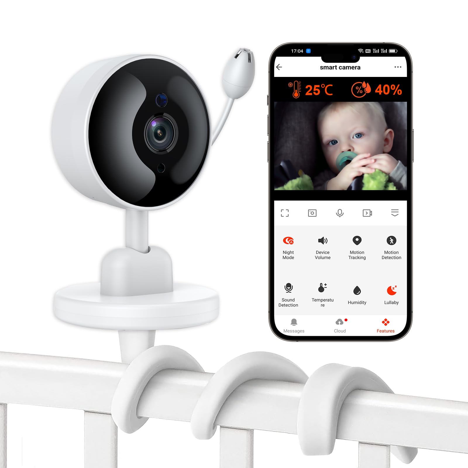 CQH Baby Monitor with 2K night vision for clear viewing in low light