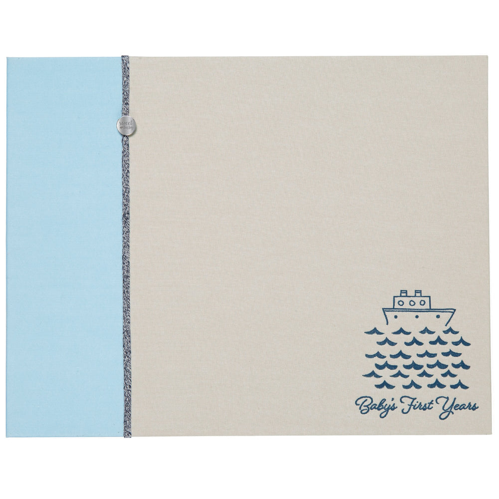 C.R. Gibson blue nautical memory book cover with embossed under-the-sea illustration