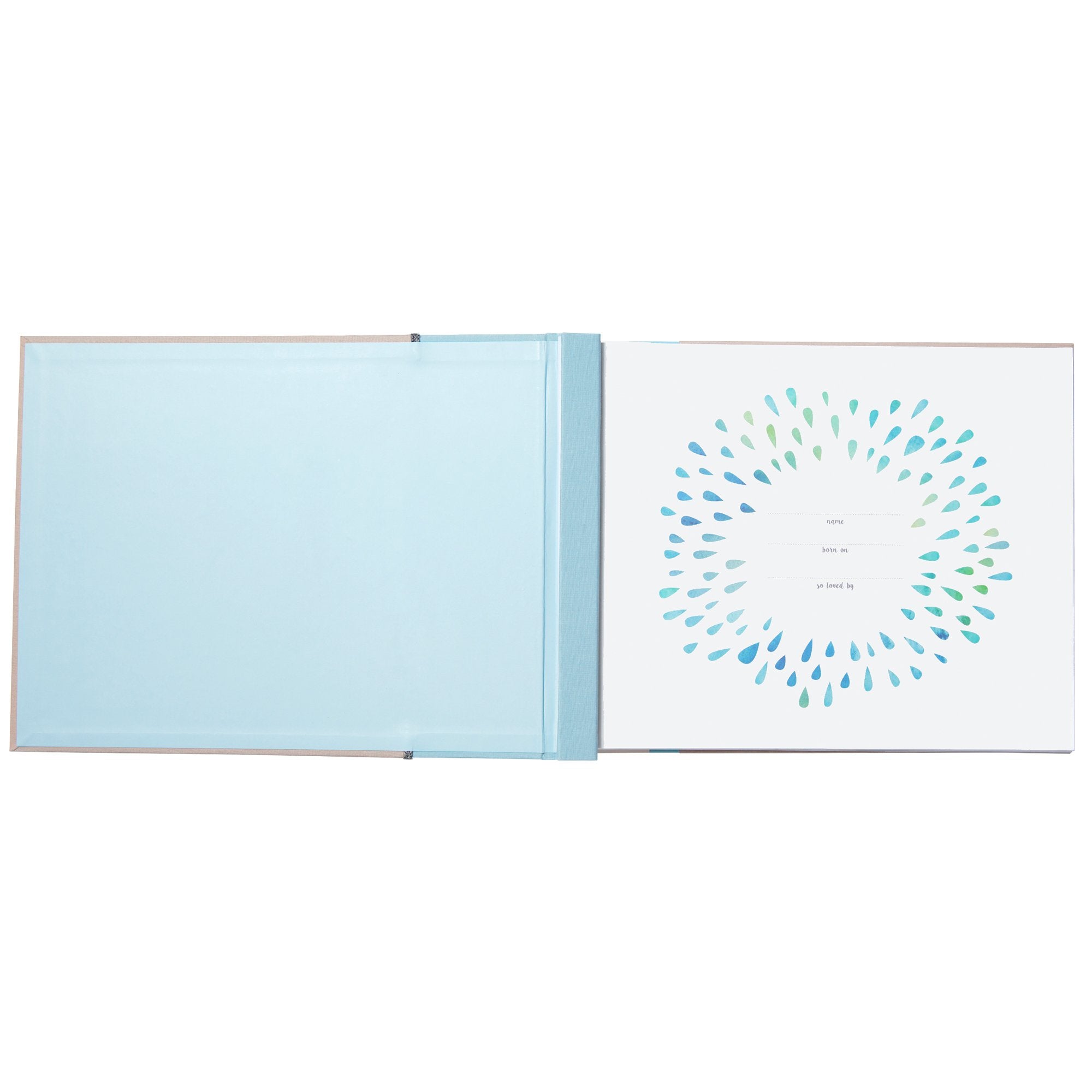 Blue memory book spine featuring nautical design and ribbon accent