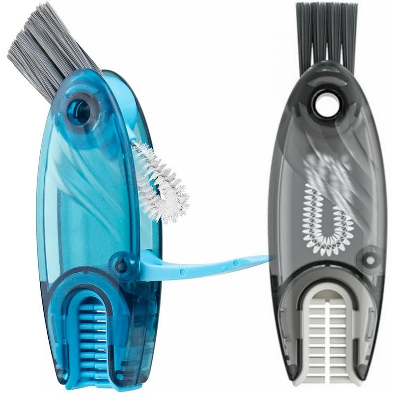 CraftinAround 4-in-1 cup lid brush set in blue gray cleans cups and lids efficiently.