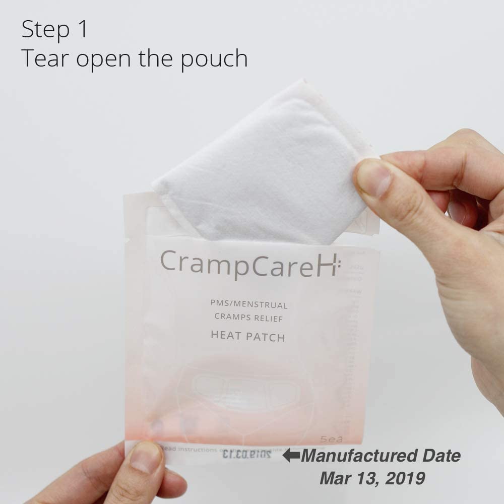 CrampCareH patch being folded to fit into a purse or pocket for on-the-go use.
