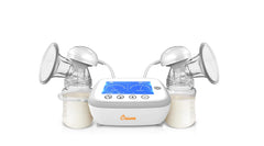 Crane Deluxe Double Breast Pump unit showing compact design for on-the-go use.