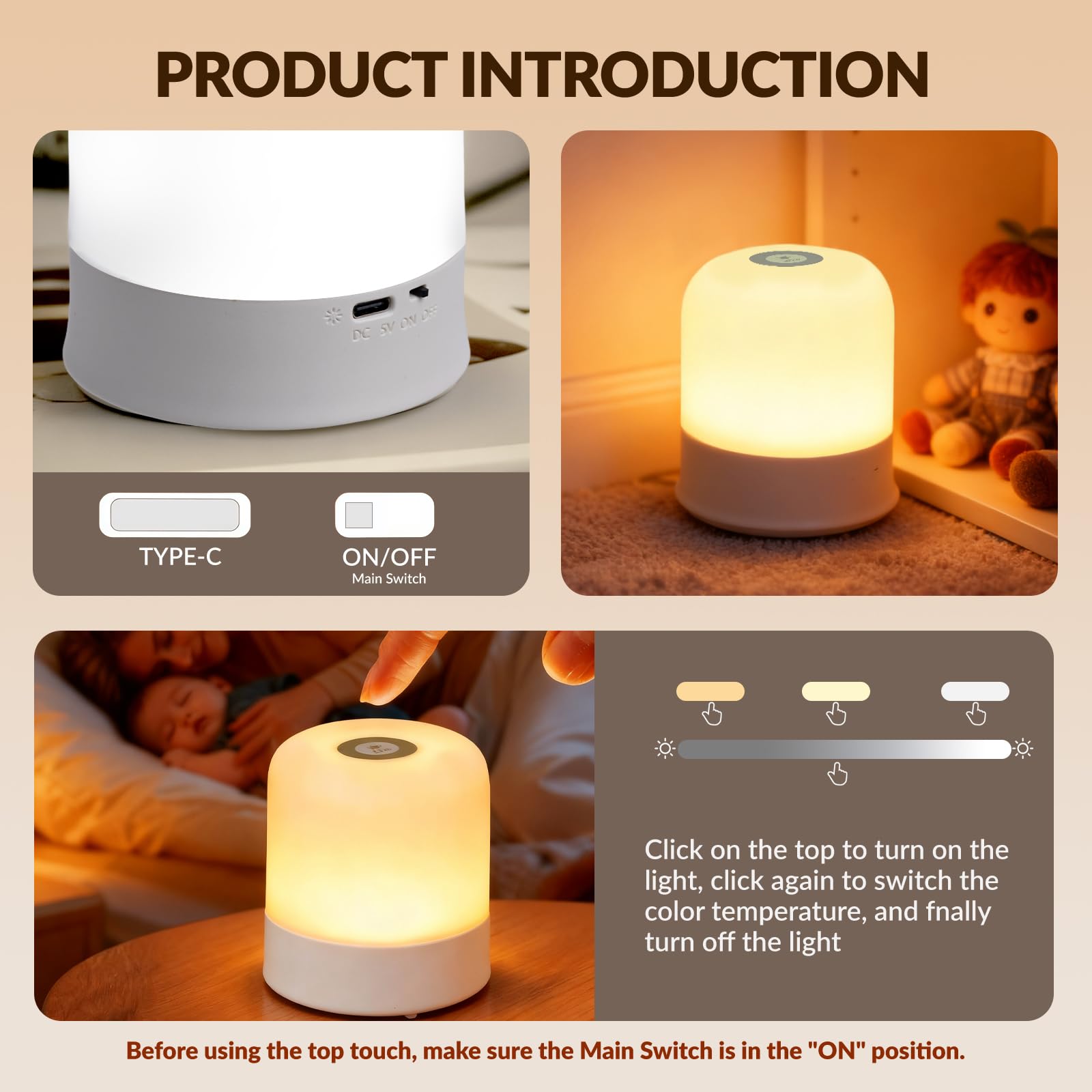 Cravonel night light showing USB recharge for bedside convenience.