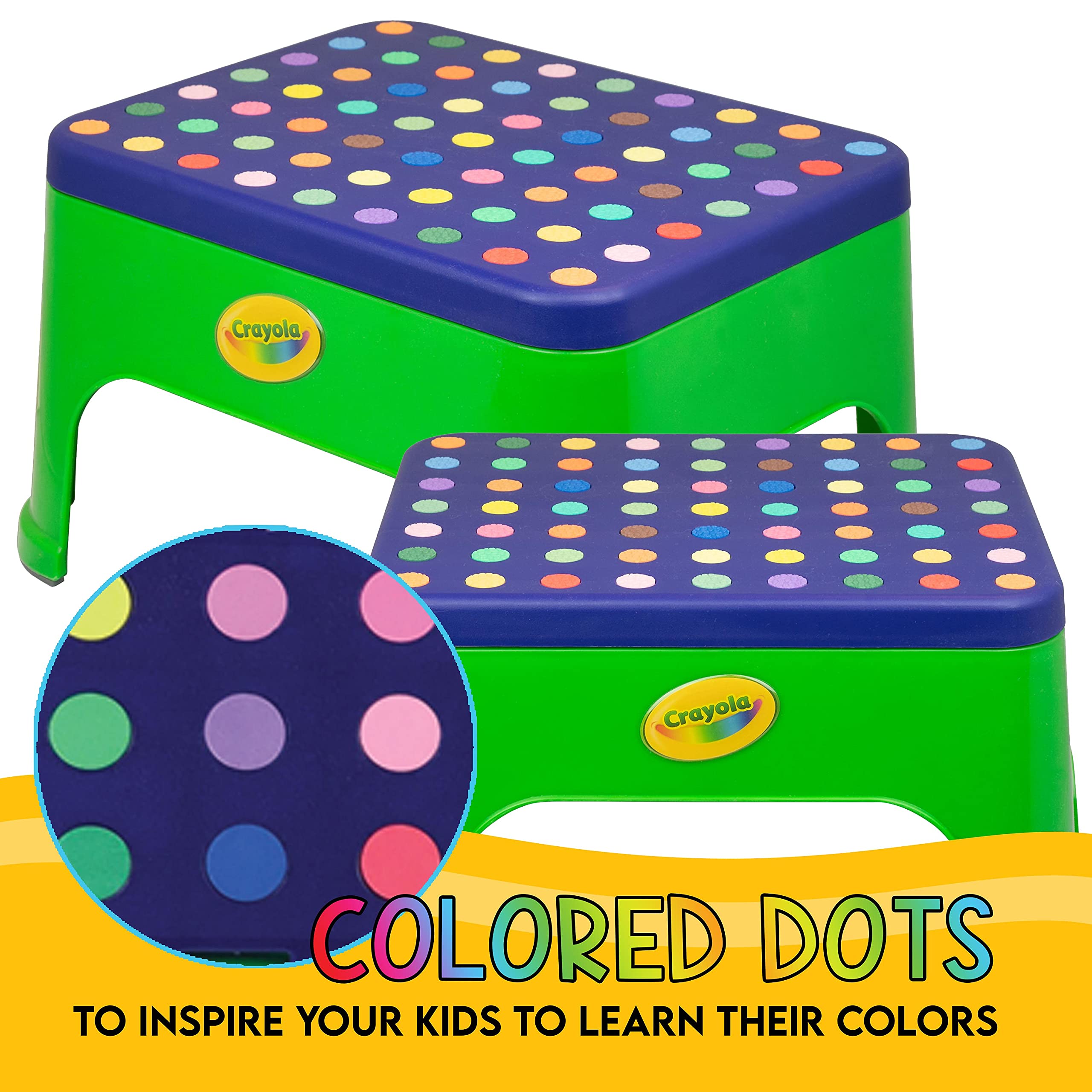 Crayola 7'' Step Stool supports up to 300 lbs for durability.
