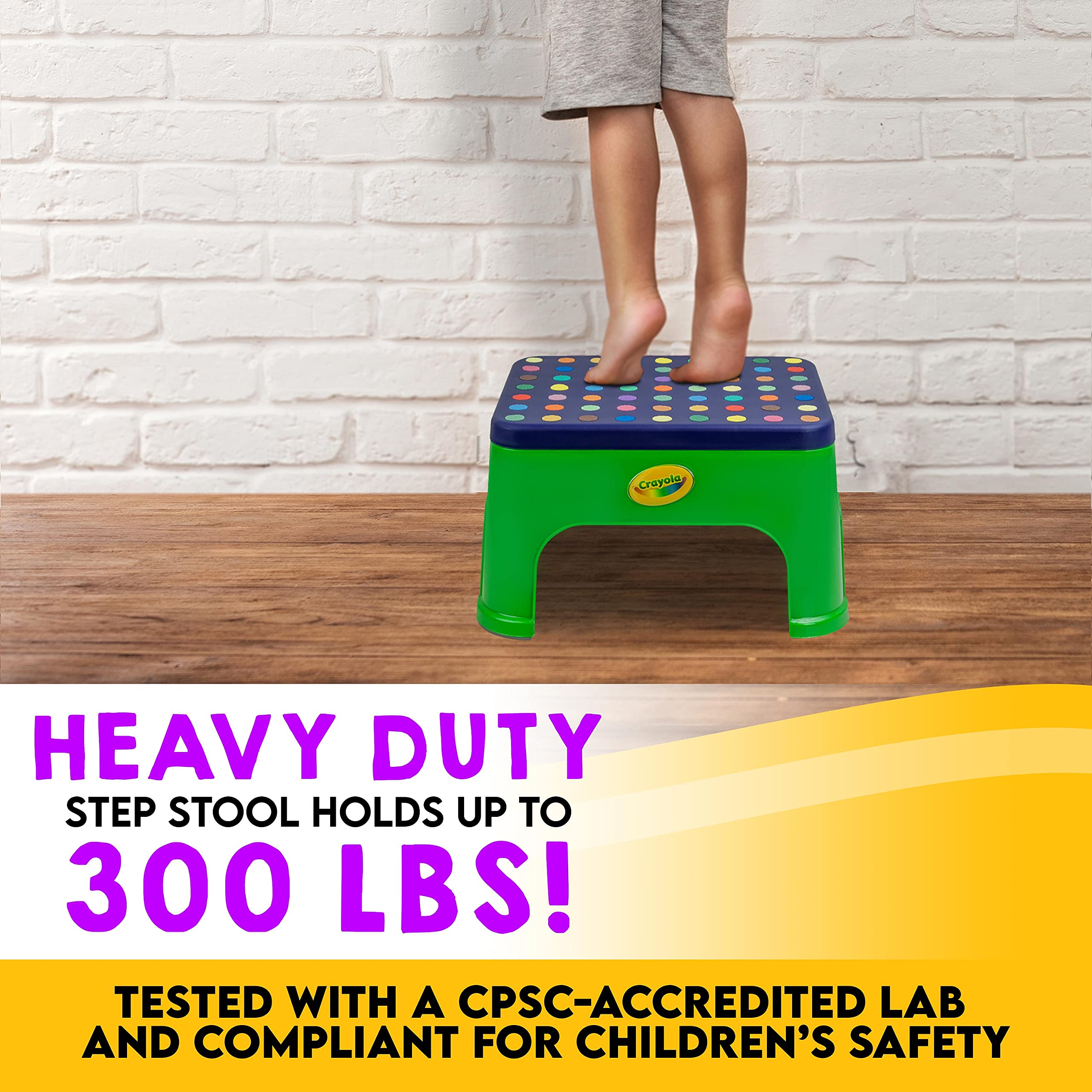 Crayola compact stool stores easily in small spaces.