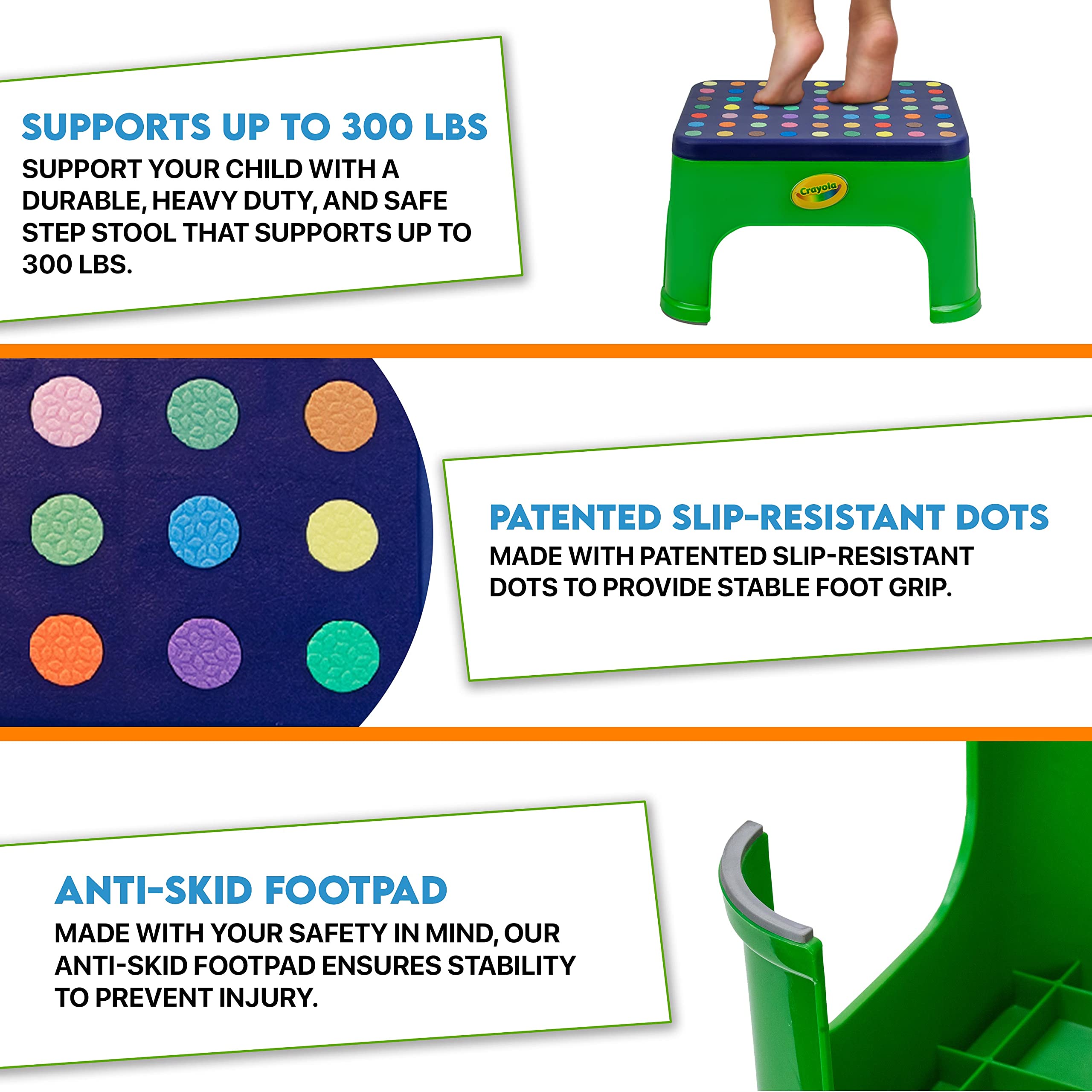 Crayola step stool with slip-resistant surface for confident stepping.