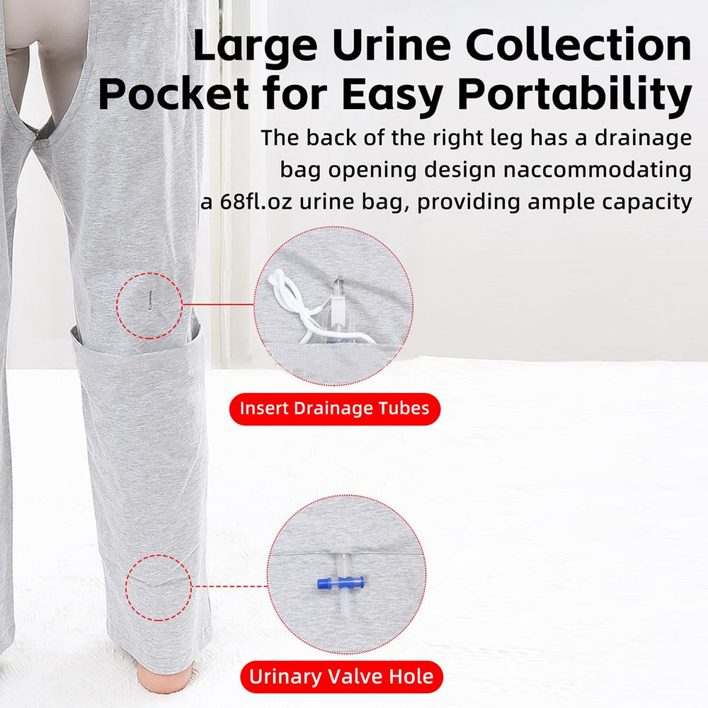 CRAZY ROSA trousers feature a right-leg drainage opening for easy bag access.