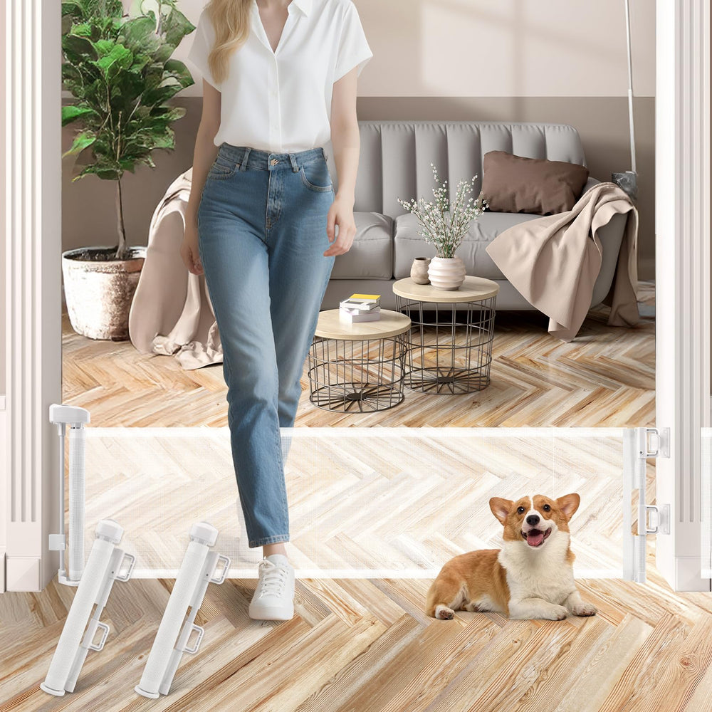 Crazydeer 14-inch tall short dog gate neatly blocks small pets in tight spaces