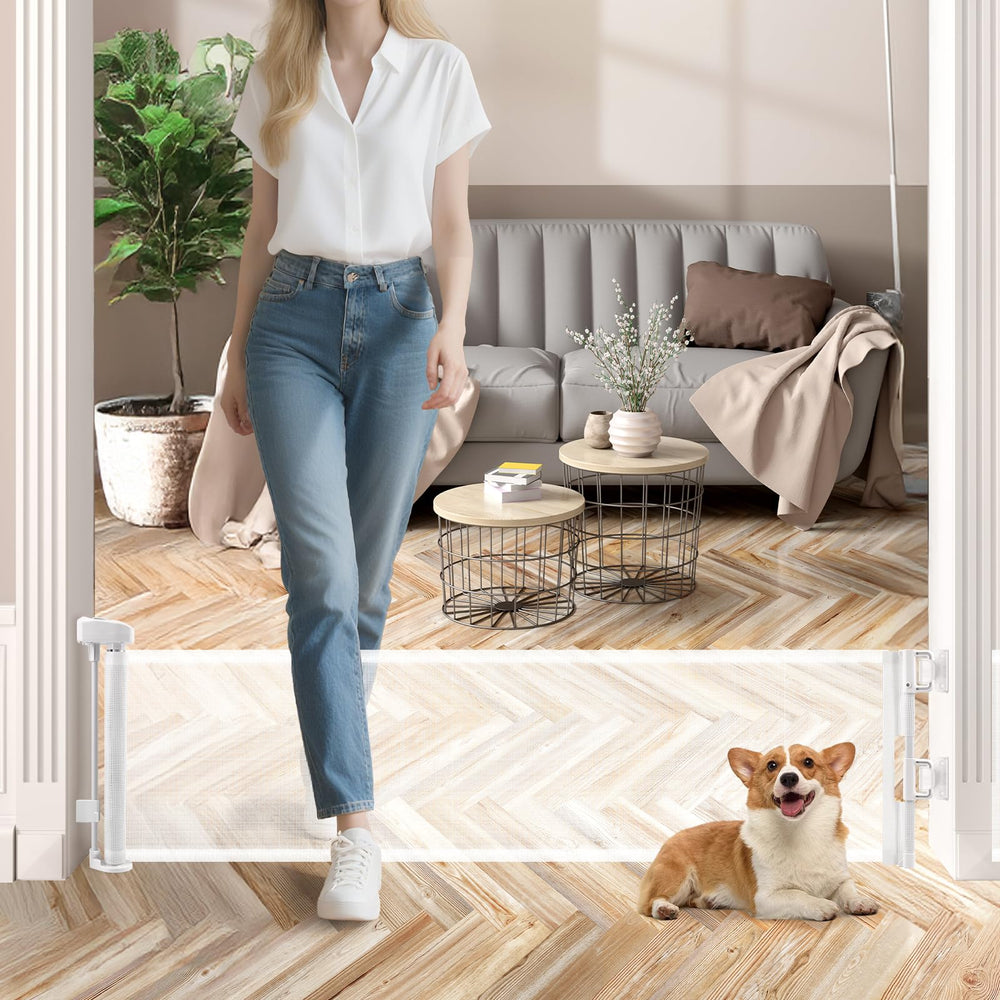 Crazydeer short dog gate assembly view shows easy step-over design for adults