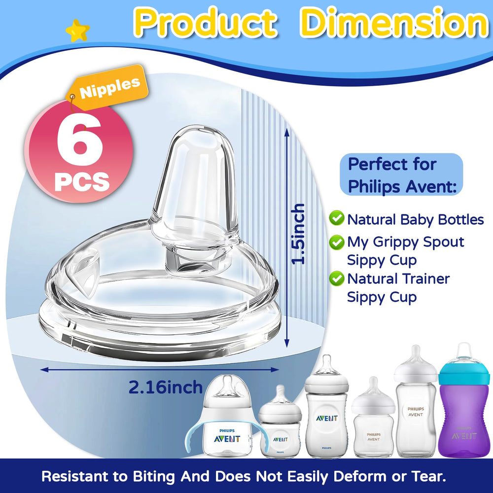CRAZYTHUR sippy nipples compatible with My Grippy Spout for independent drinking