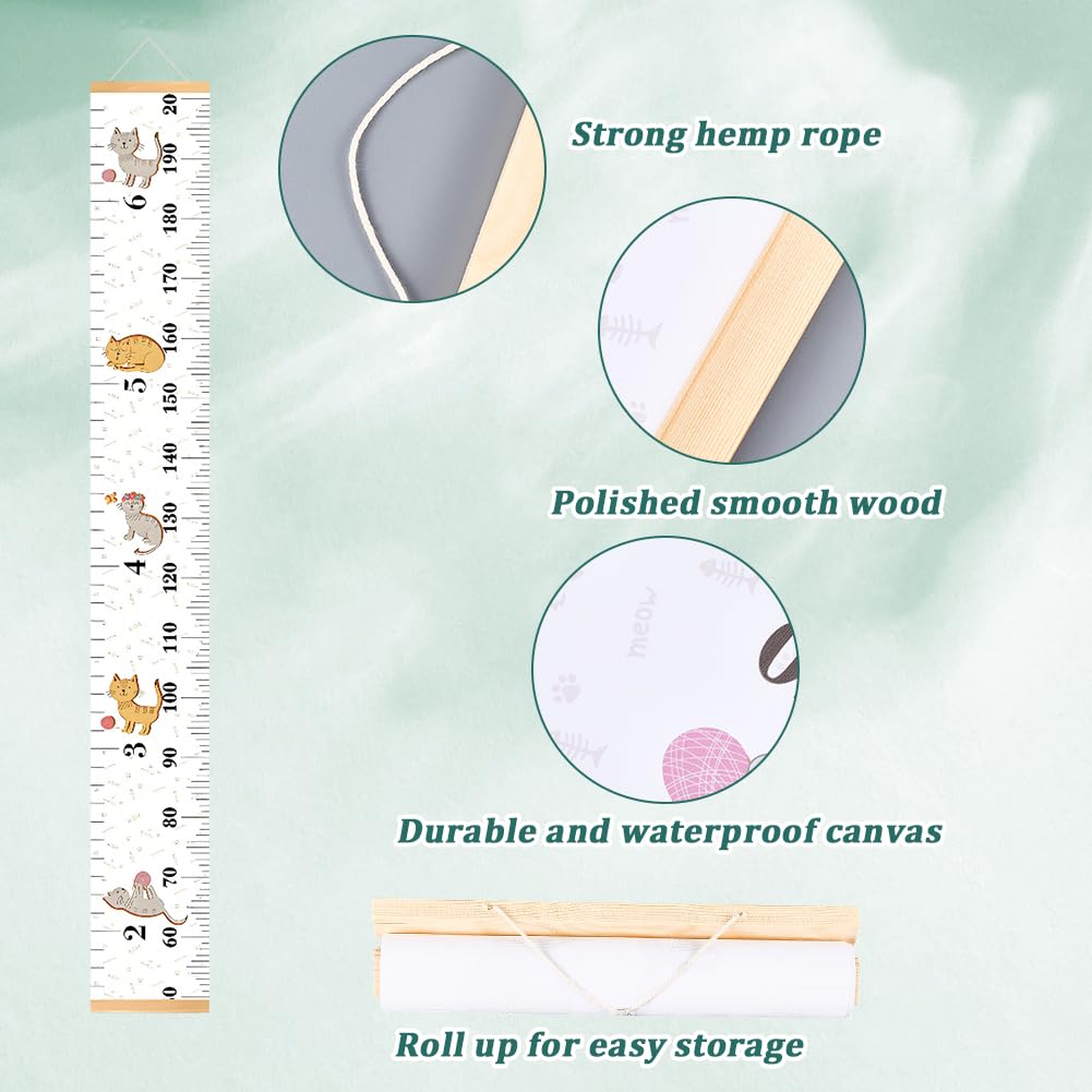 CREATCABIN Cat Growth Chart features playful cat illustrations for a charming kids' room.
