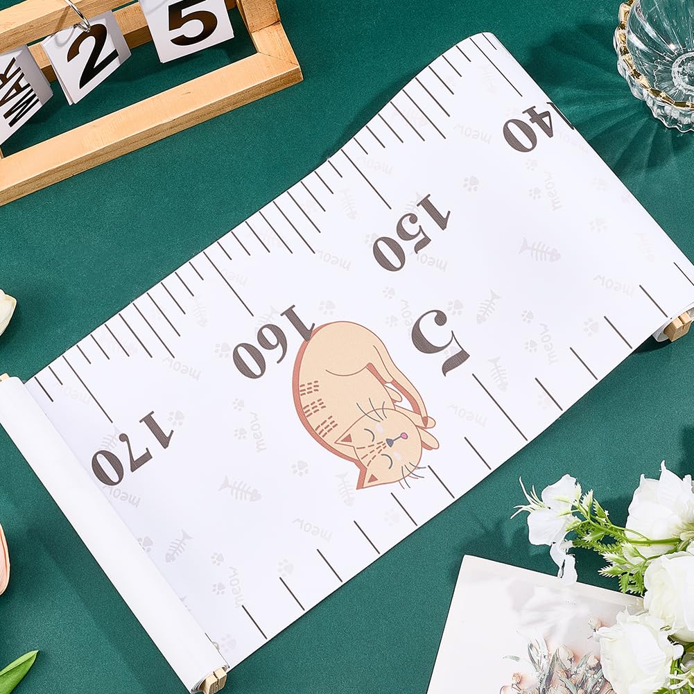 CREATCABIN Cat Growth Chart with polished wood frame supports easy mounting.
