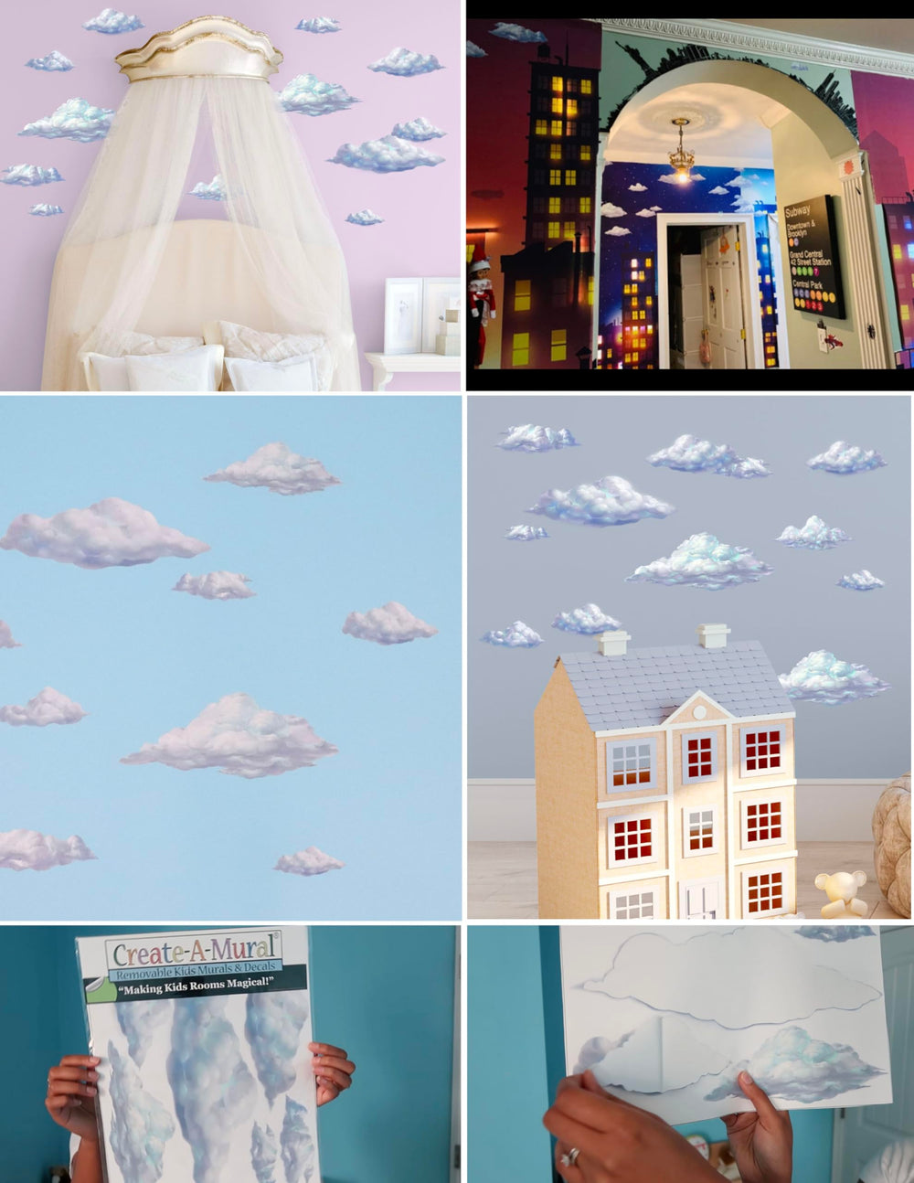 Create-A-Mural 12-cloud set offers varied sizes for customizing a sky mural