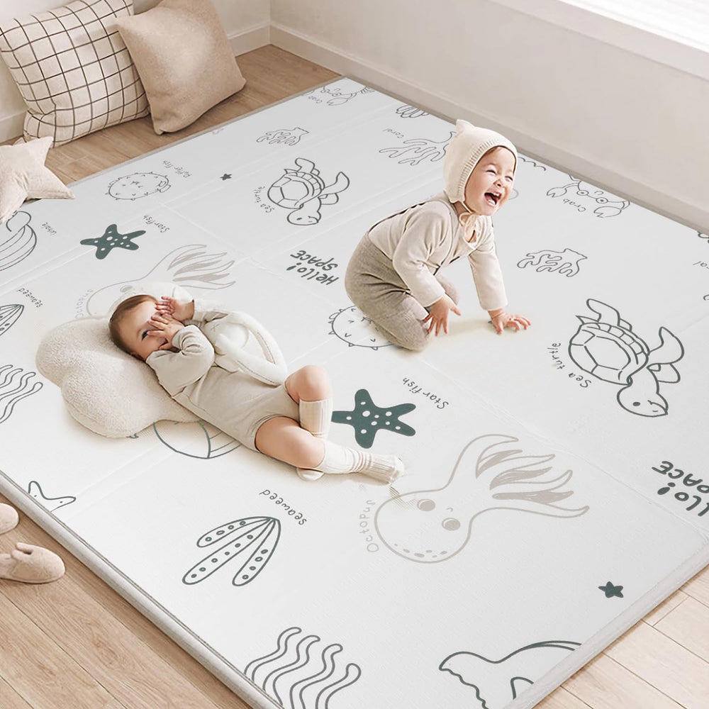 CreateBay foldable baby play mat folded for compact storage