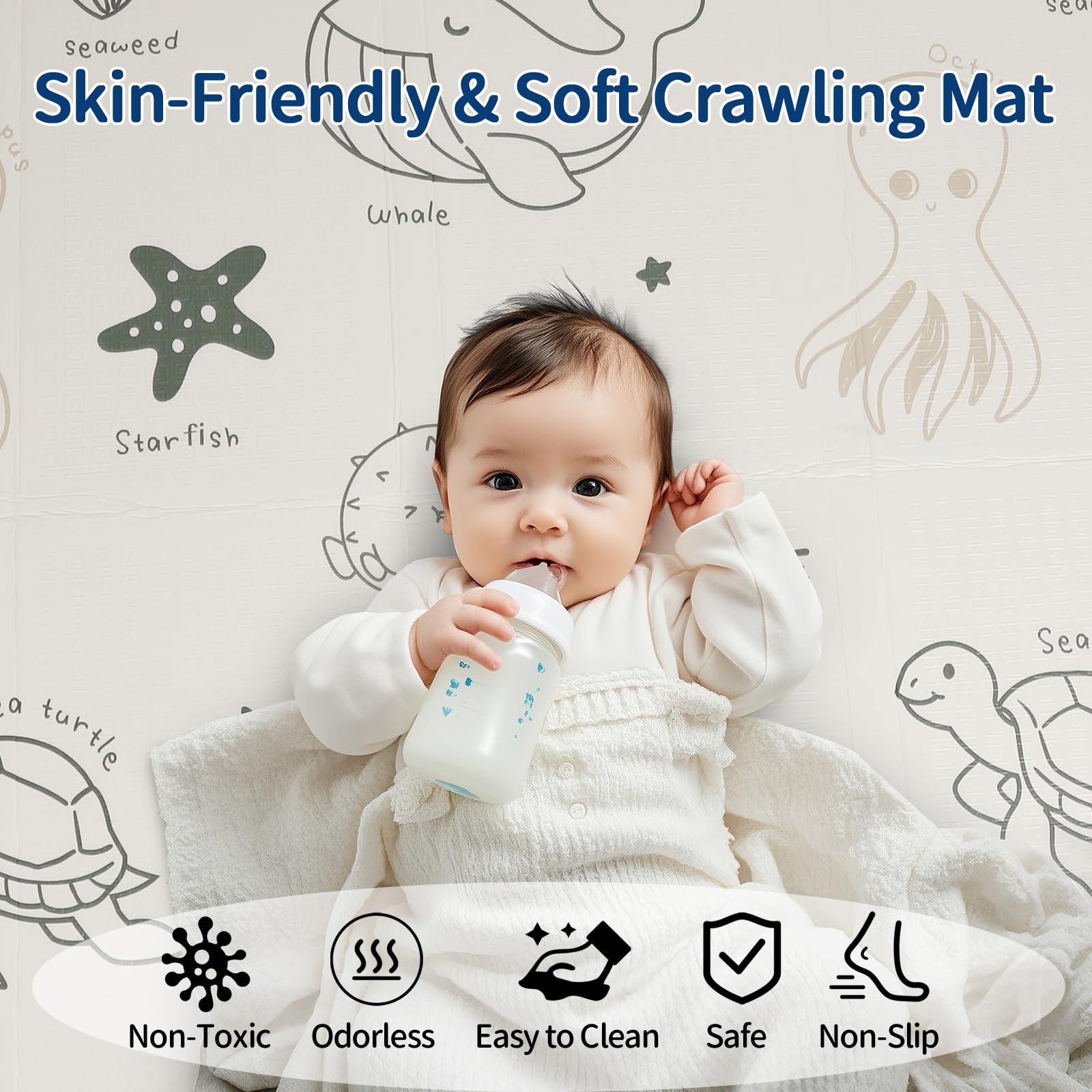 CreateBay foldable baby play mat in a bright playroom setting
