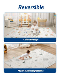 CreateBay foldable baby play mat unfolded to cover large crawling area
