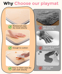 CreateBay cushioned play mat shows the 79x71 inch surface for crawling.