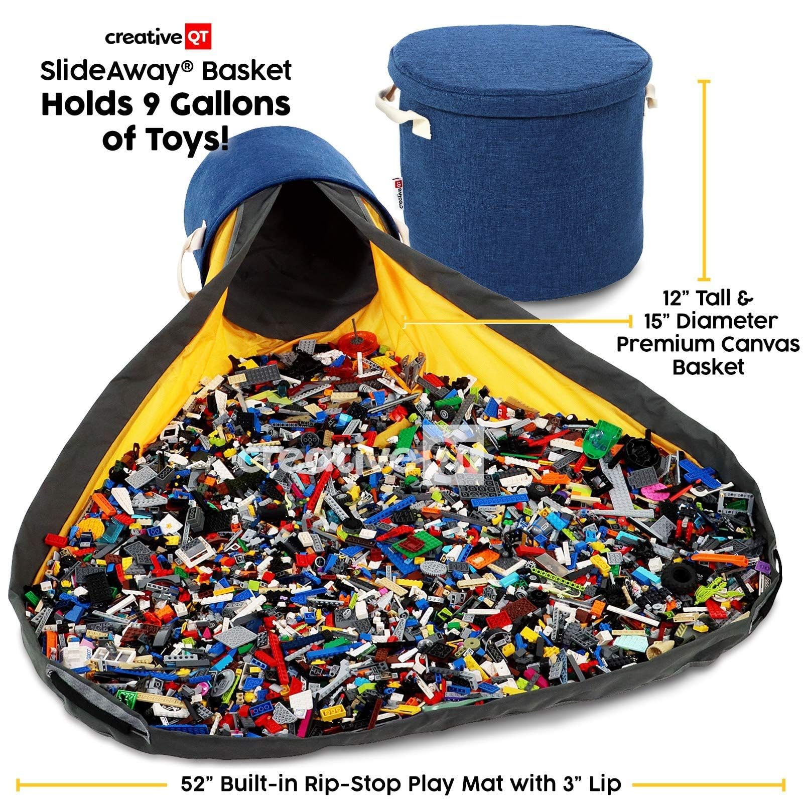 Creative QT SlideAway drawstring cleanup facilitates quick tidy-up after play