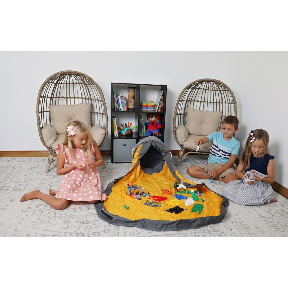 Creative QT SlideAway play mat and bin combo creates clutter-free space