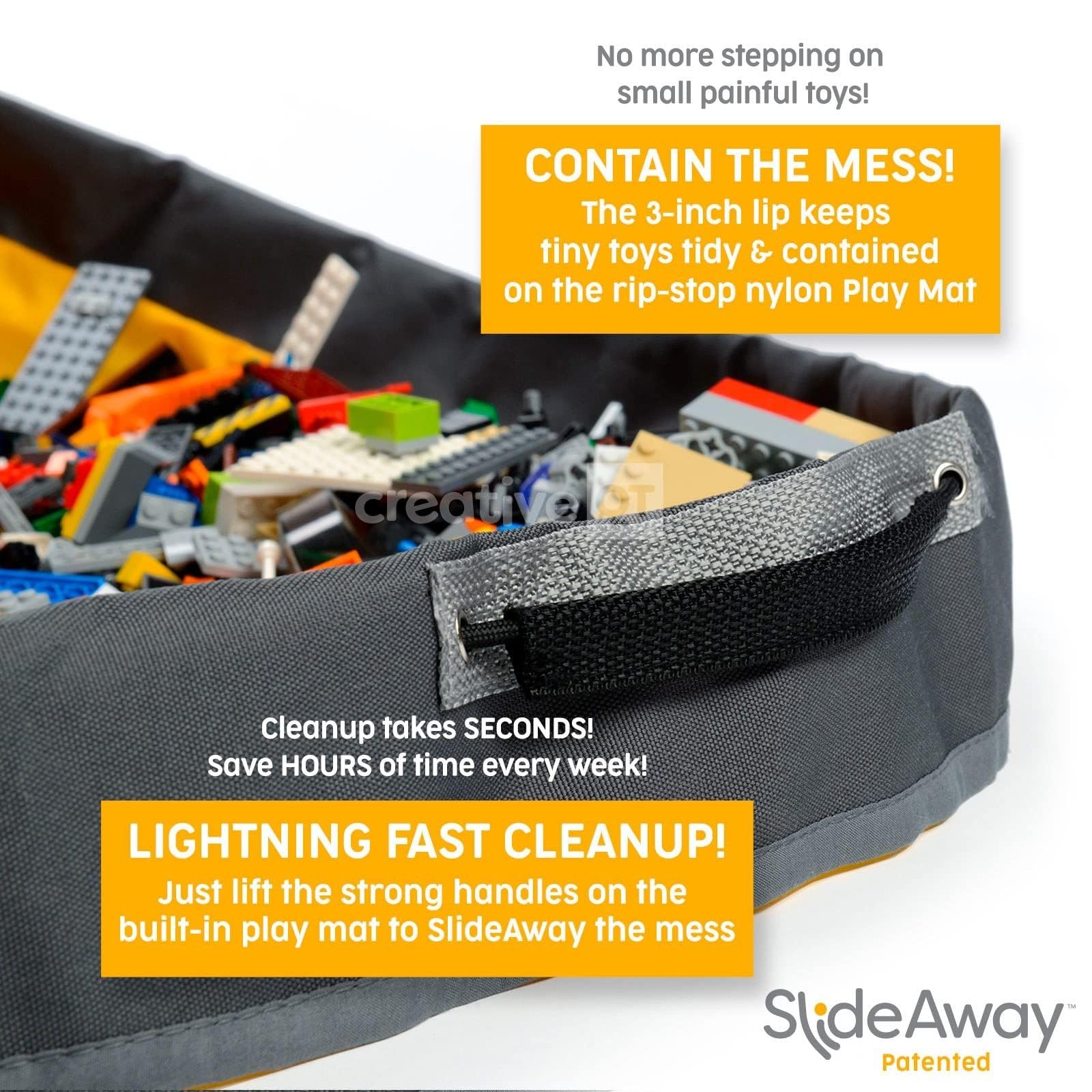 Creative QT SlideAway tough nylon construction withstands busy playrooms.