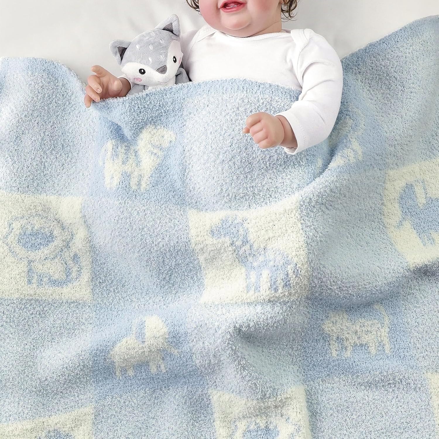 CREVENT Grey Cloud baby blanket shown with nursery setting for everyday comfort