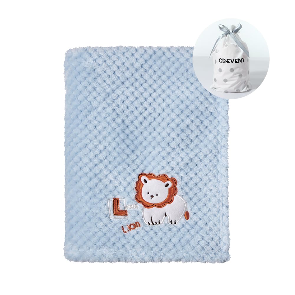 CREVENT baby lion blue blanket for cozy stroller rides and naps