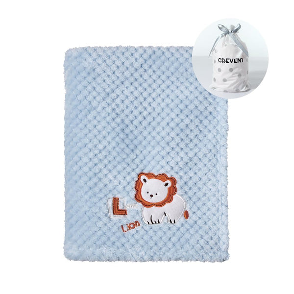 CREVENT baby lion blue blanket for cozy stroller rides and naps