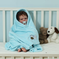 CREVENT blue cow print infant blanket for stroller and naps