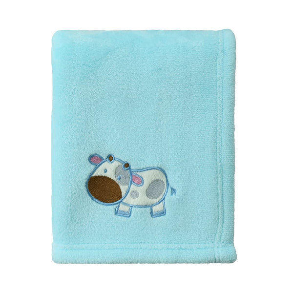 CREVENT cozy fluffy blue cow blanket for crib and stroller warmth