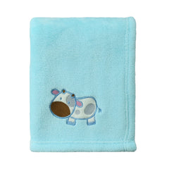 CREVENT cozy fluffy blue cow blanket for crib and stroller warmth