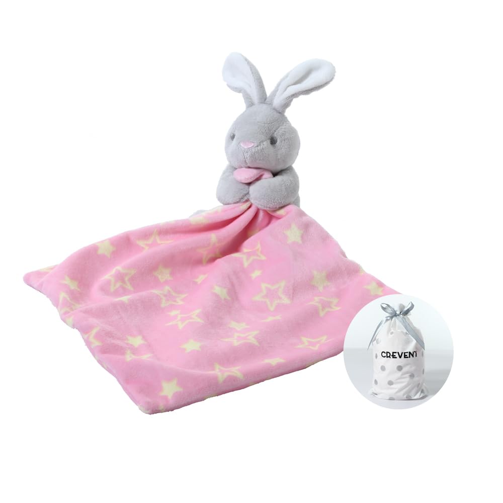 CREVENT Cozy Plush Bunny Lovey with a soft fleece for gentle baby comfort