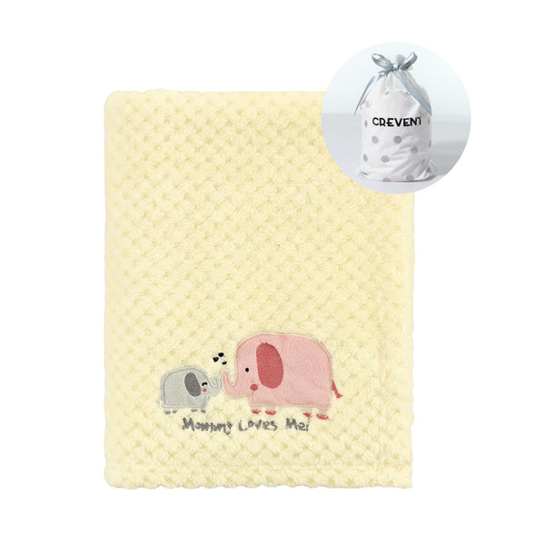 CREVENT Ivory Elephant embroidery blanket adds cozy warmth for babies during naptime