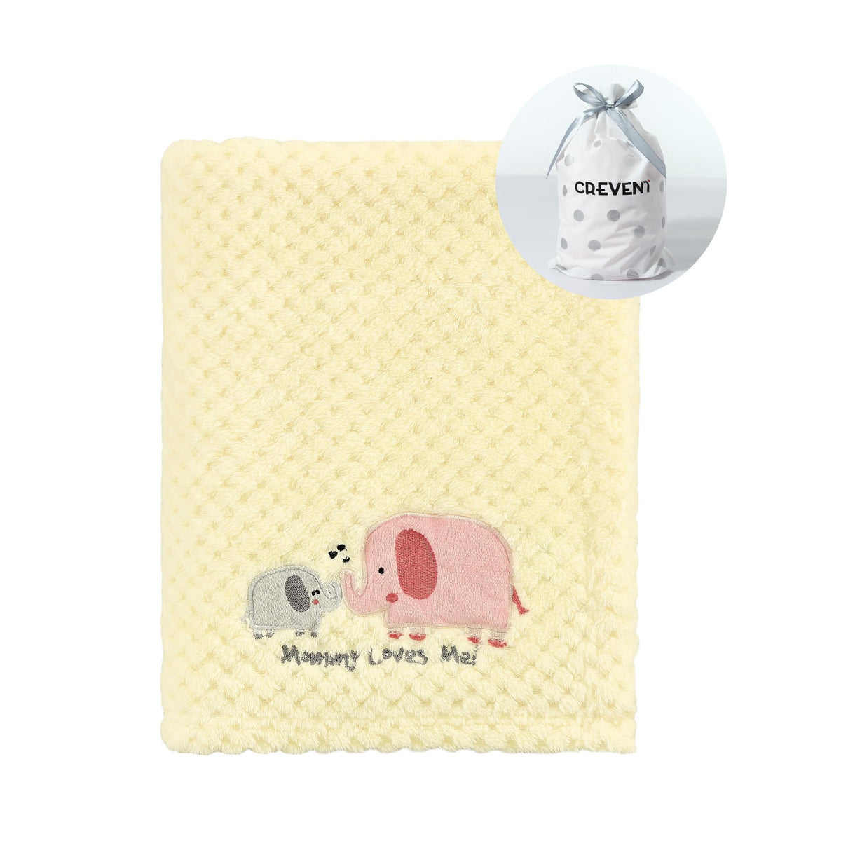 CREVENT Ivory Elephant embroidery blanket adds cozy warmth for babies during naptime