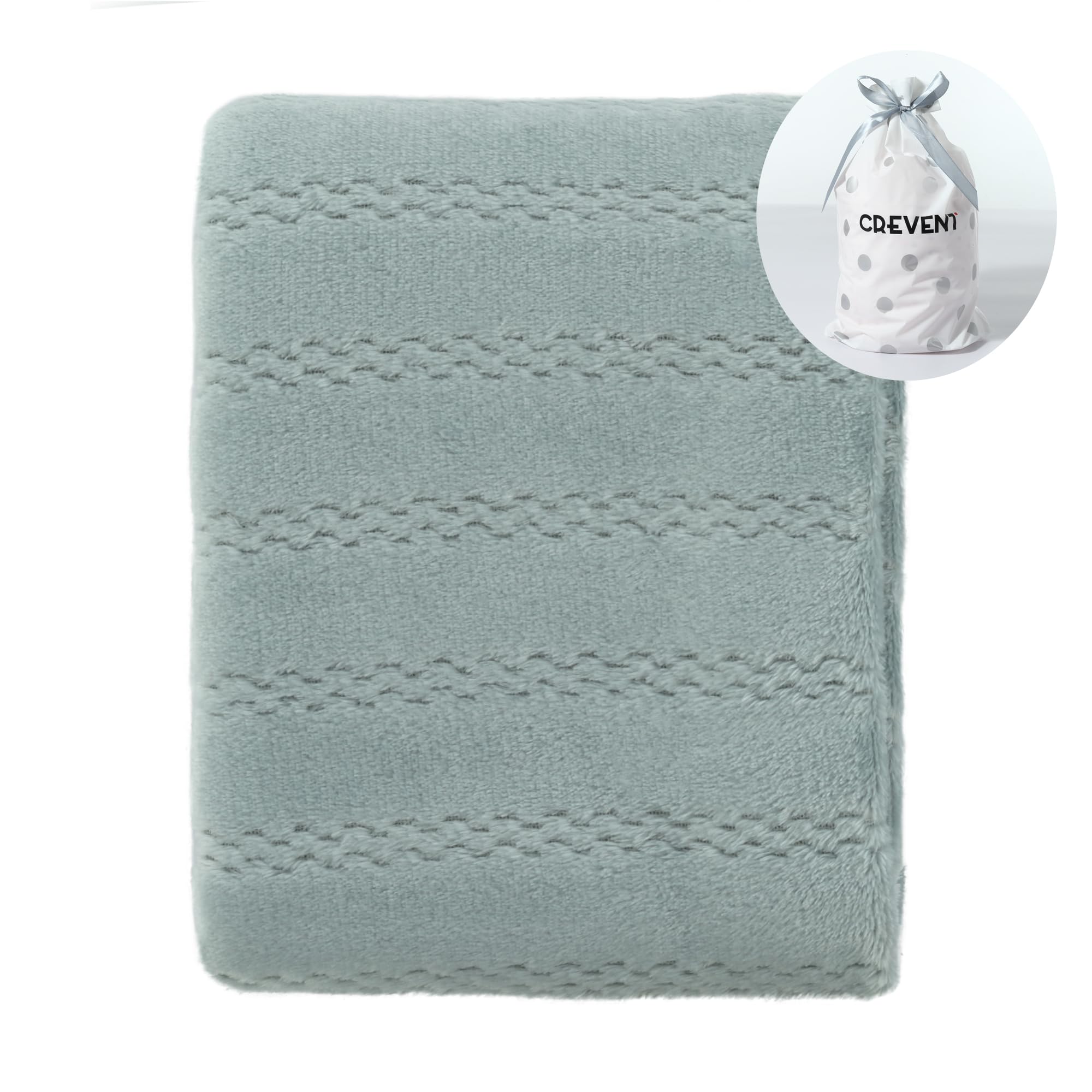 Crevent light-grey 30x40 baby blanket, soft touch for crib and travel.