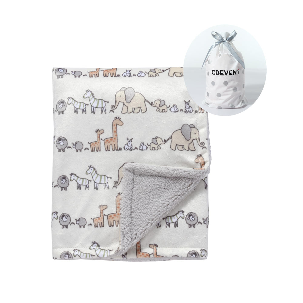 CREVENT Minky animal blanket front view for newborn comfort.