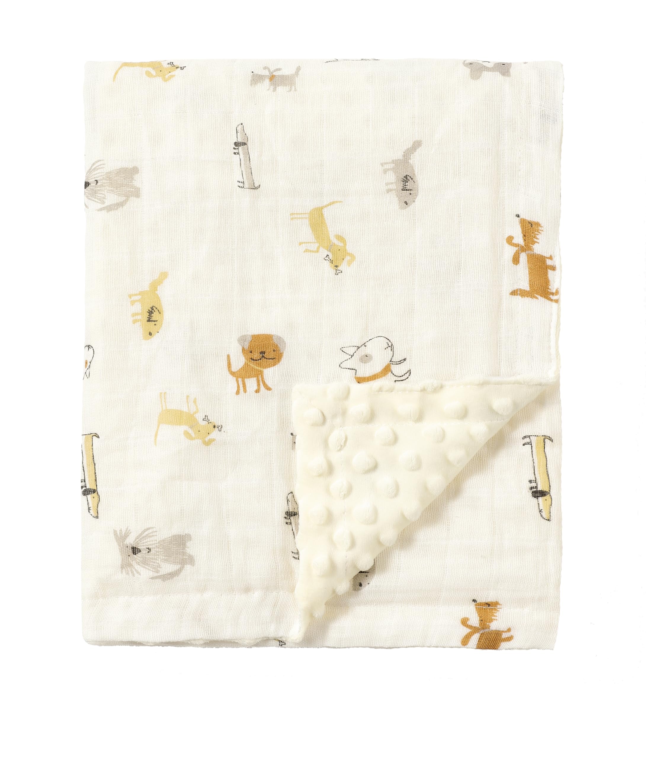 CREVENT organic muslin baby blanket front view shows breathable fabric ideal for swaddling.