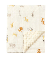 CREVENT organic muslin baby blanket front view shows breathable fabric ideal for swaddling.