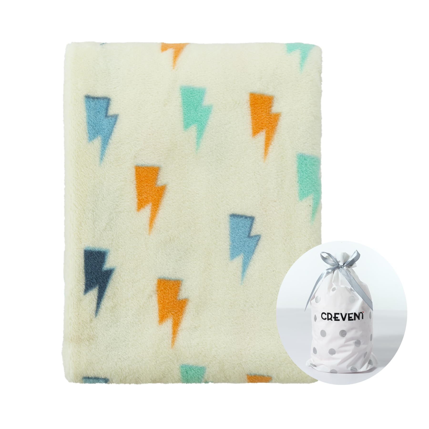 CREVENT plush fleece blanket with baby-boy design for nursery comfort