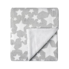 CREVENT Star Grey blanket laid flat, dual-layer warmth for baby comfort.