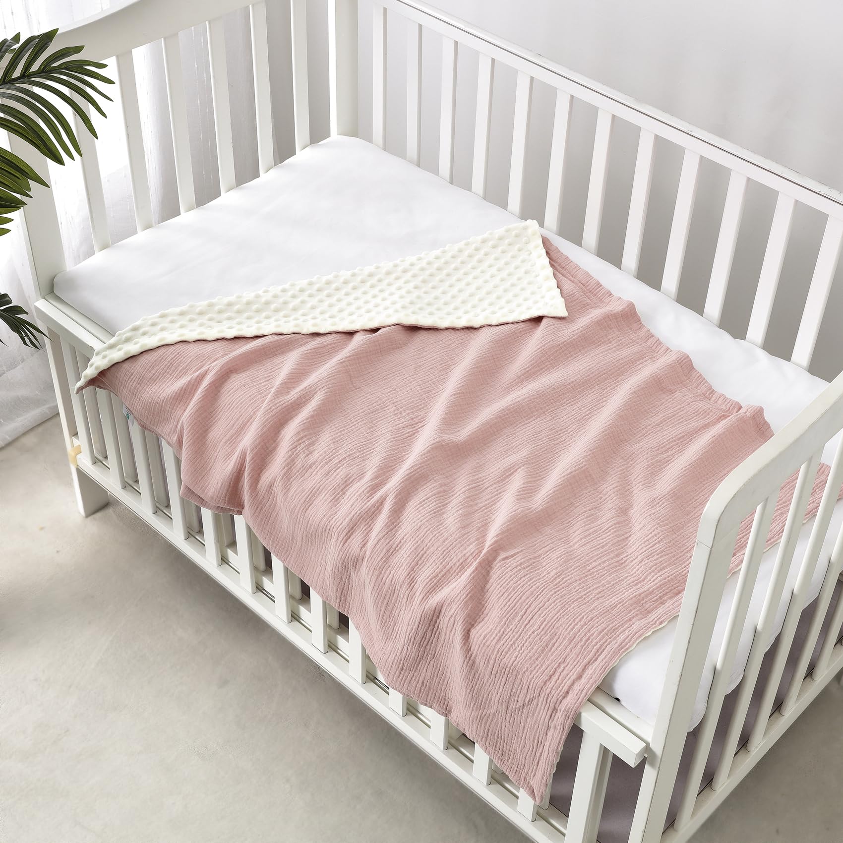 CREVENT swaddle-ready blanket in pink for comfortable snug transitions