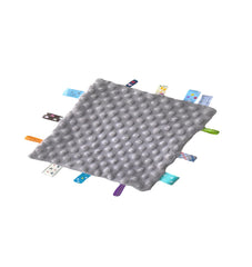 CREVENT Tag Security Blanket Grey back view highlighting durable, machine-washable design.