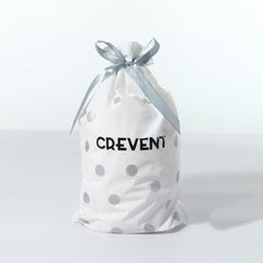 CREVENT Tag Security Blanket Grey close-up emphasizing easy care and portability.