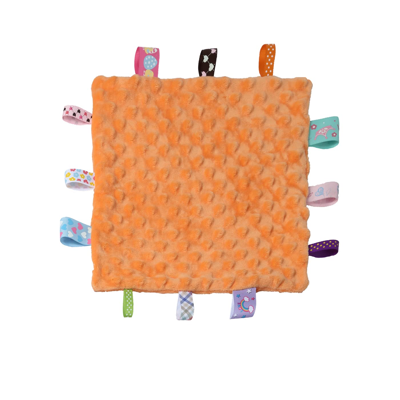 CREVENT tag security blanket shows compact 10x10 size, travel-friendly comfort