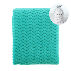 CREVENT Wave Teal Blue blanket flatlay showing ultra-soft fabric for cozy baby moments.