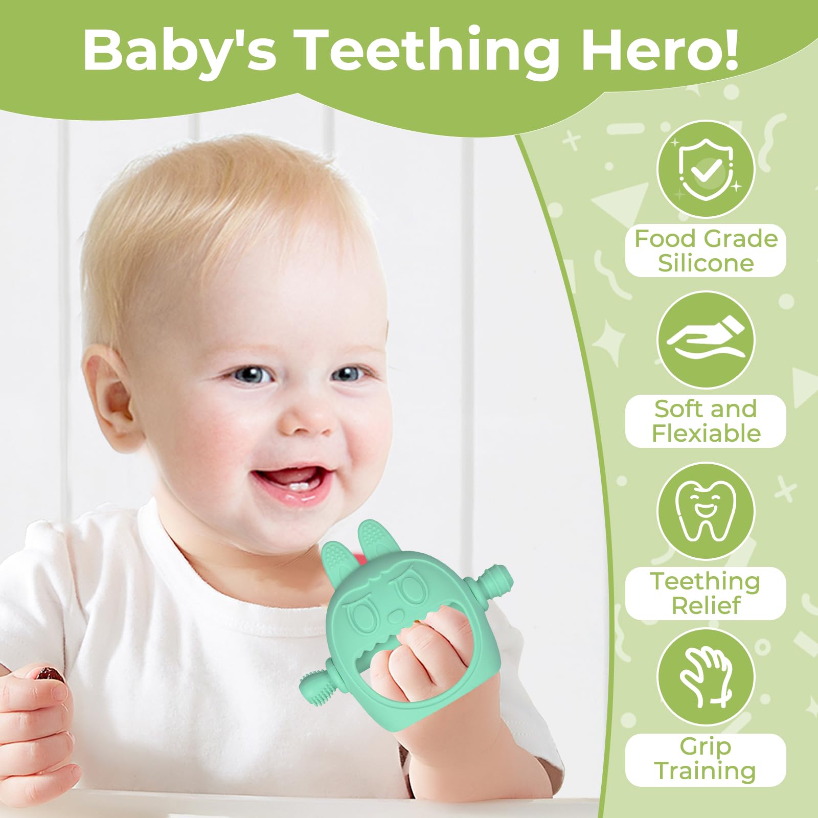 Criamolo remote teether shown for early color learning and relief.