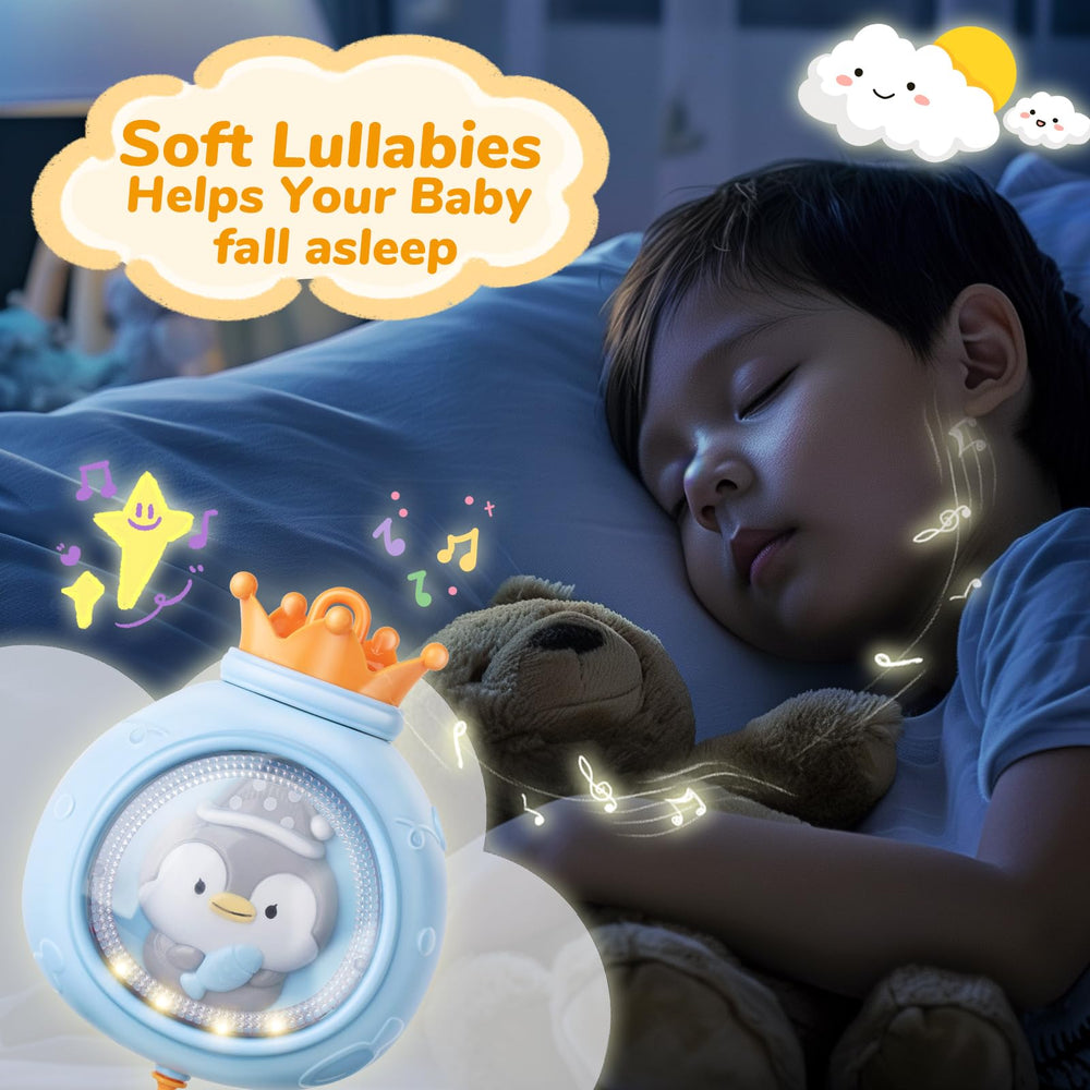 Crib Mobile rotates 360 degrees to soothe baby with gentle motion.