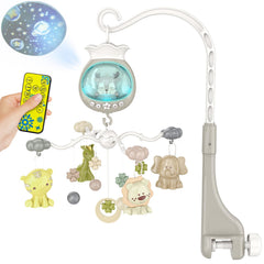 Crib Mobile with Music and Lights starry sky projection calms baby at night.