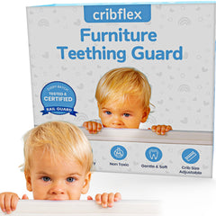 Cribflex front view showing crib rail protection against teething bites.