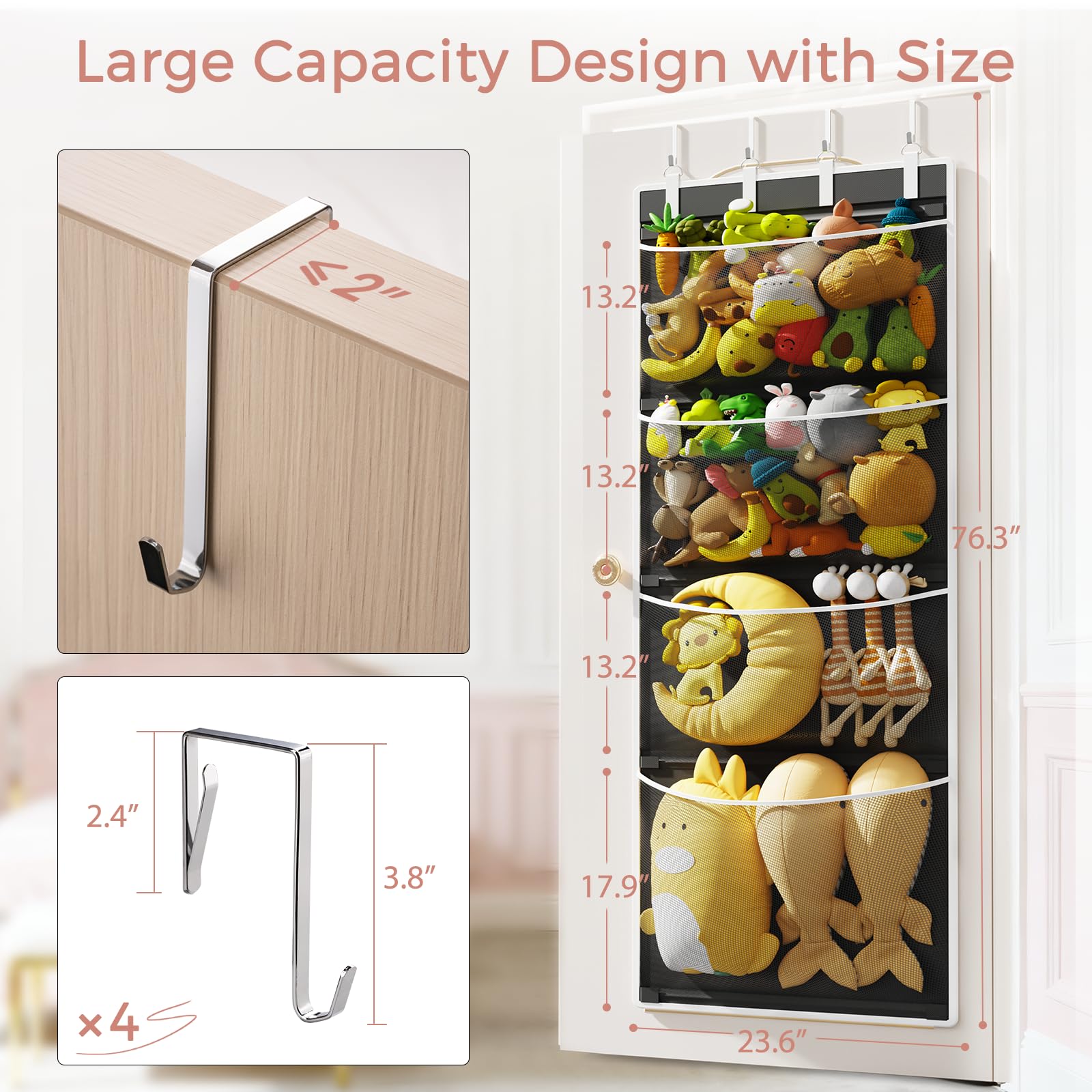 Criusia bedroom hanging organizer in mesh keeps items visible.