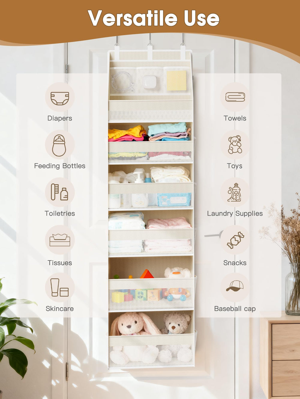 Criusia beige door organizer blends with neutral room decor.